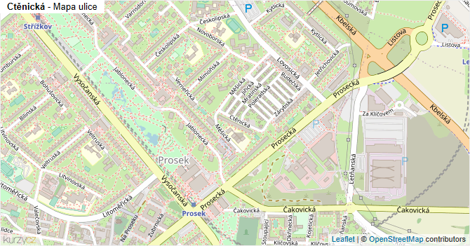 Ctěnická - mapa ulice