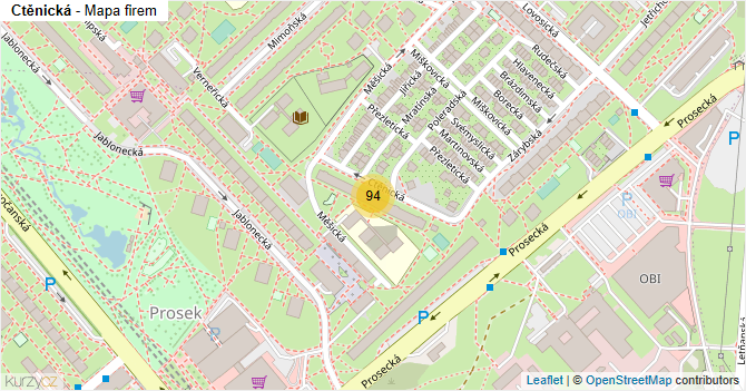 Ctěnická - mapa firem