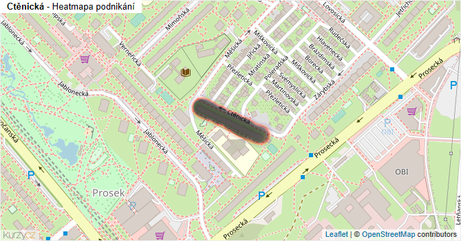 Ctěnická - mapa podnikání