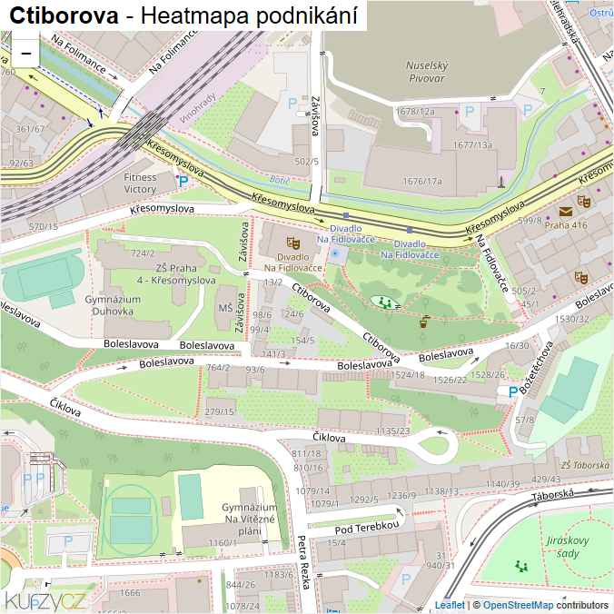 Mapa Ctiborova - Firmy v ulici.