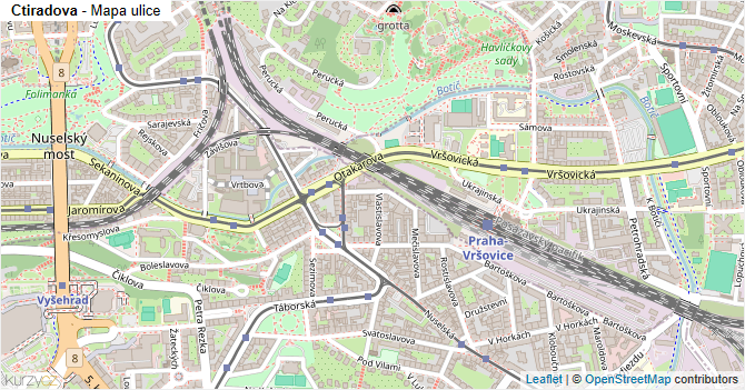 Ctiradova - mapa ulice