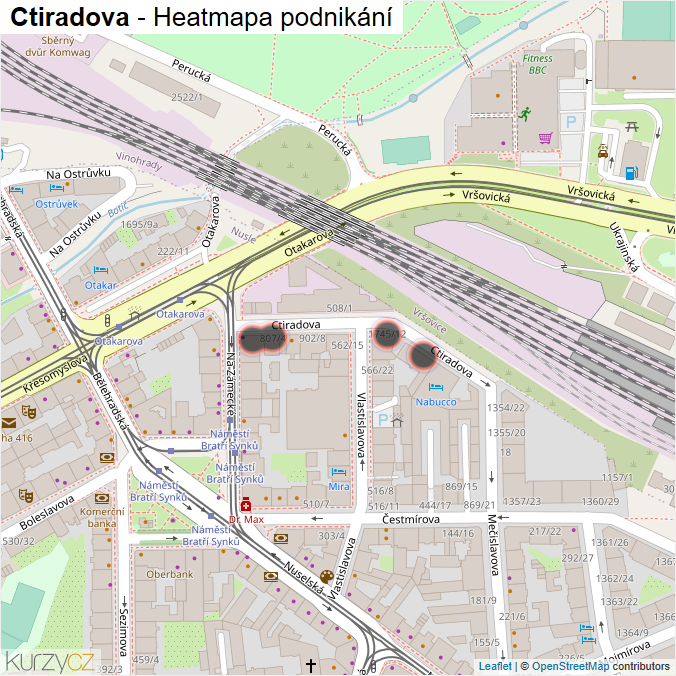 Mapa Ctiradova - Firmy v ulici.