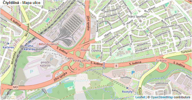 Čtyřdílná - mapa ulice