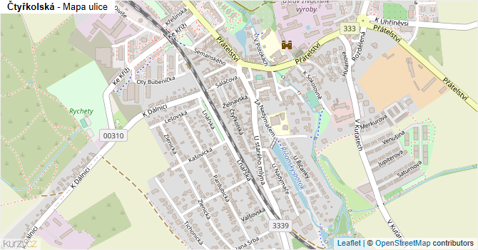 Čtyřkolská - mapa ulice