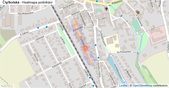 Čtyřkolská - mapa podnikání