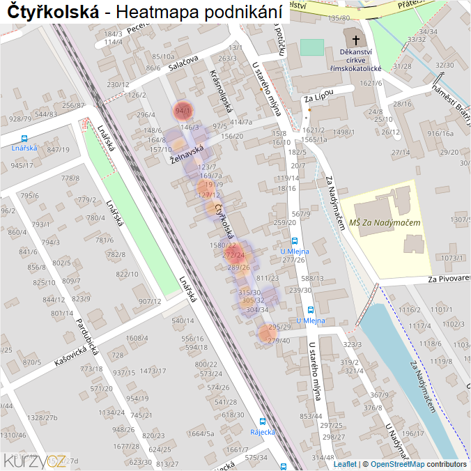 Mapa Čtyřkolská - Firmy v ulici.