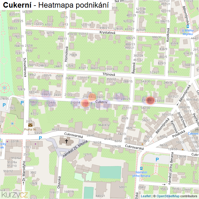 Mapa Cukerní - Firmy v ulici.