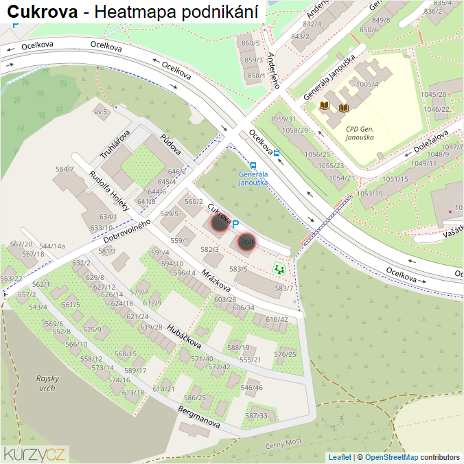 Mapa Cukrova - Firmy v ulici.