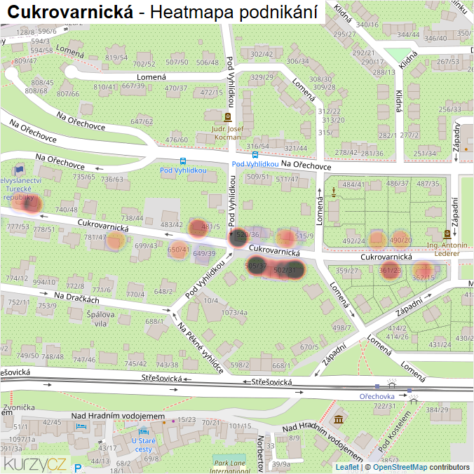 Mapa Cukrovarnická - Firmy v ulici.