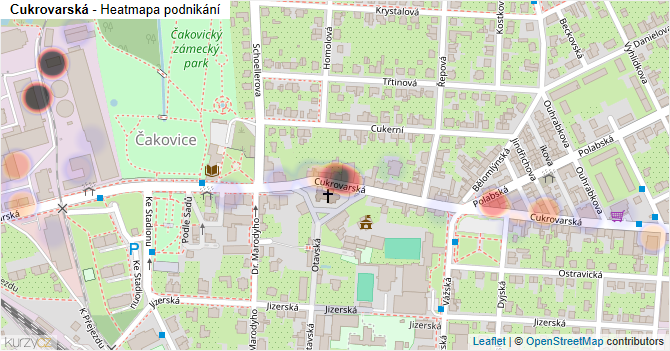 Cukrovarská - mapa podnikání