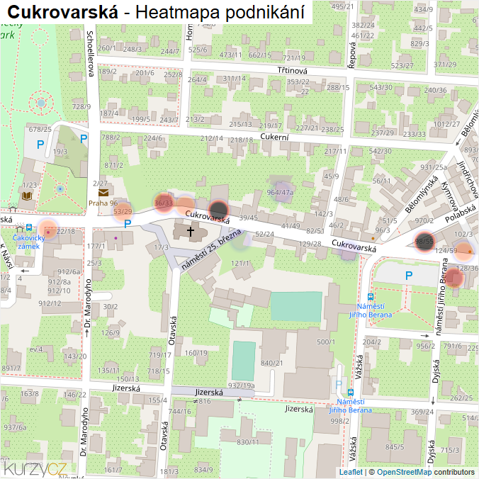 Mapa Cukrovarská - Firmy v ulici.