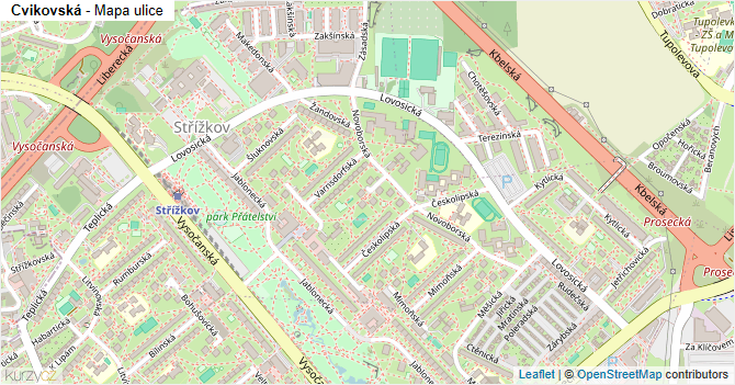 Cvikovská - mapa ulice