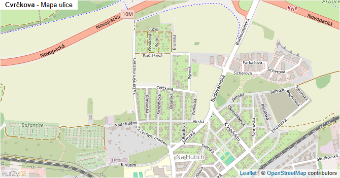 Cvrčkova - mapa ulice