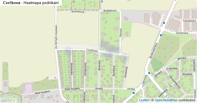 Cvrčkova - mapa podnikání
