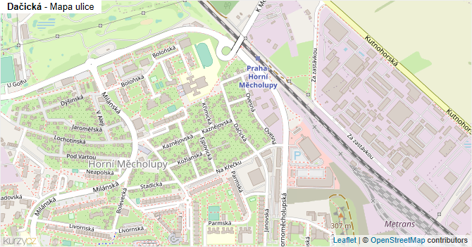Dačická - mapa ulice