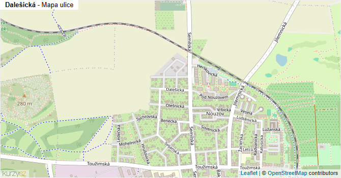 Dalešická - mapa ulice