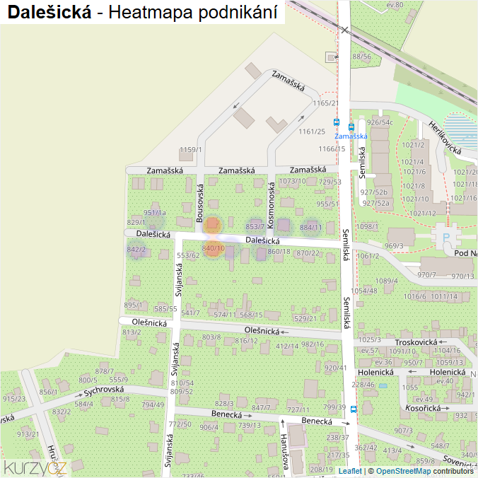 Mapa Dalešická - Firmy v ulici.