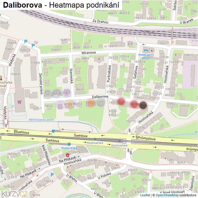 Mapa Daliborova - Firmy v ulici.