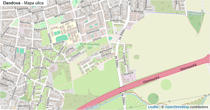 Dandova - mapa ulice