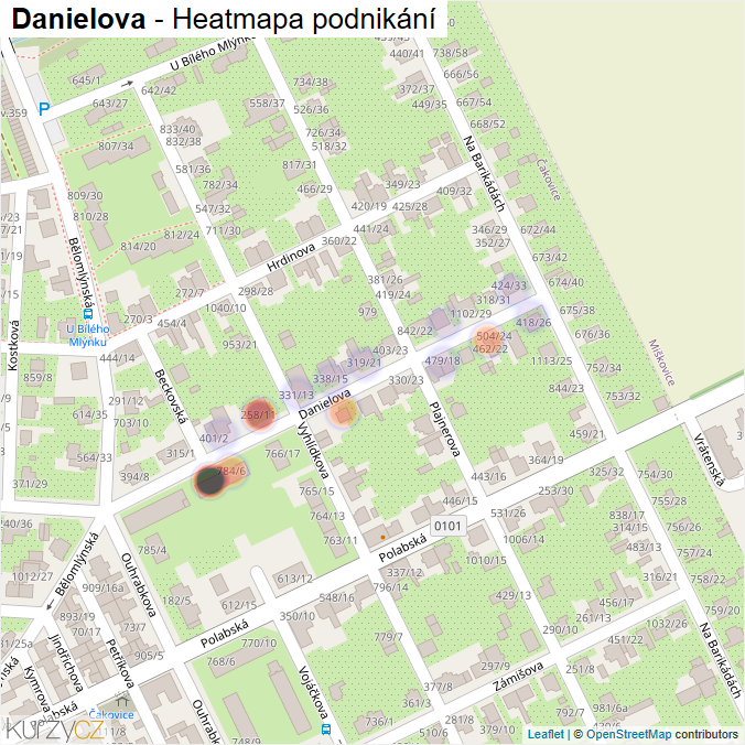 Mapa Danielova - Firmy v ulici.