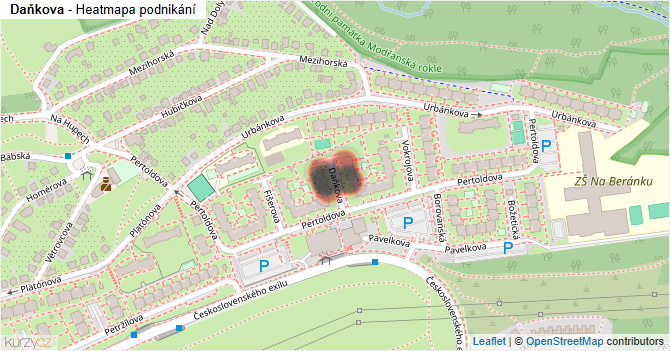 Daňkova - mapa podnikání