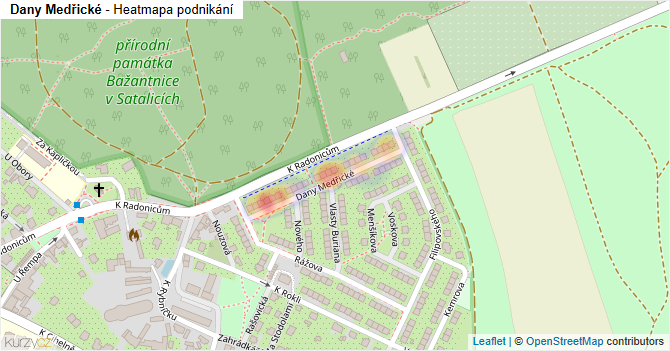 Dany Medřické - mapa podnikání