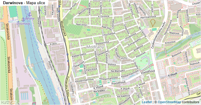 Darwinova - mapa ulice