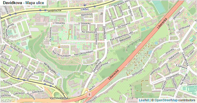 Davídkova - mapa ulice