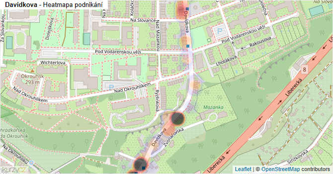Davídkova - mapa podnikání
