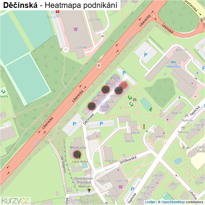 Mapa Děčínská - Firmy v ulici.