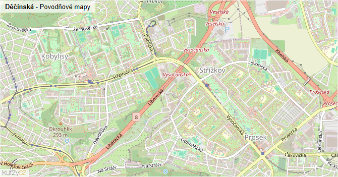 Děčínská - záplavové mapy stoleté vody
