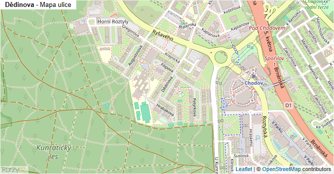 Dědinova - mapa ulice