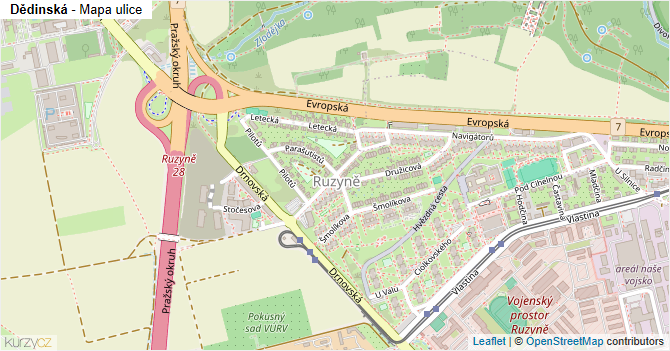 Dědinská - mapa ulice