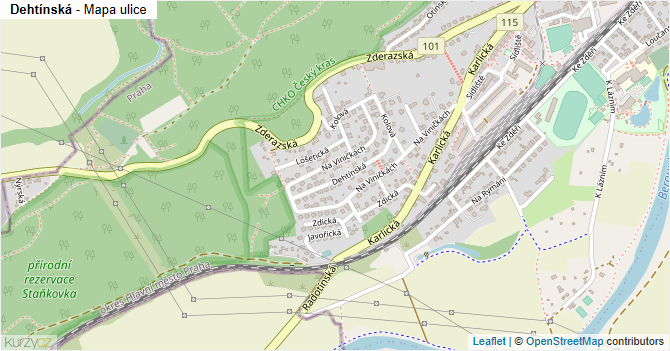 Dehtínská - mapa ulice