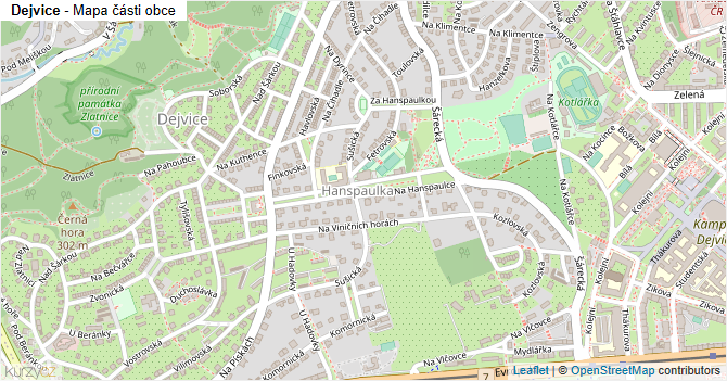 Dejvice - mapa části obce