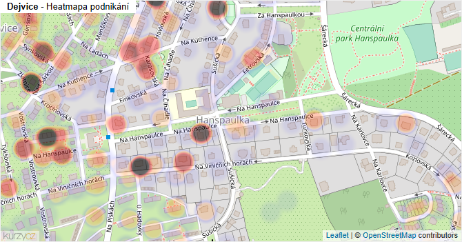 Dejvice - mapa podnikání
