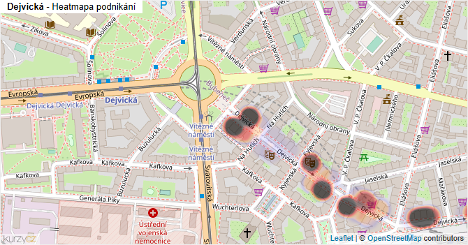 Dejvická - mapa podnikání