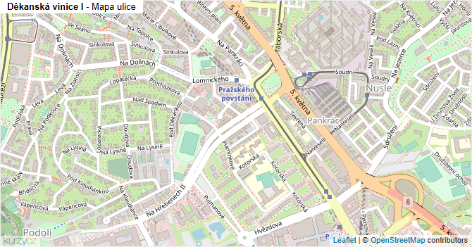 Děkanská vinice I - mapa ulice