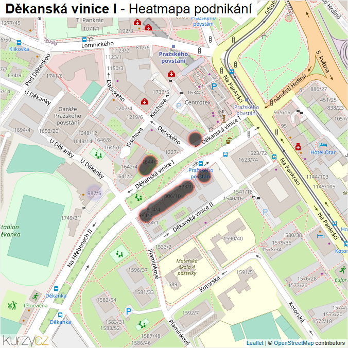 Mapa Děkanská vinice I - Firmy v ulici.