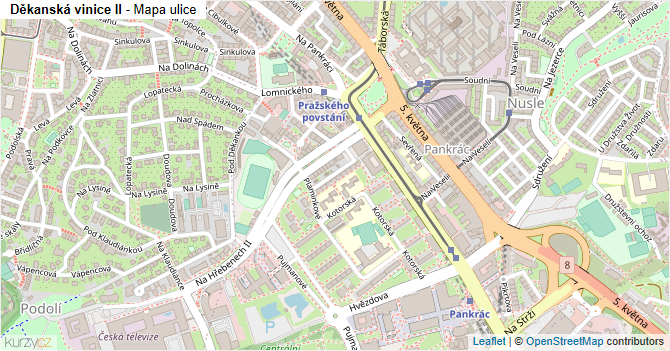 Děkanská vinice II - mapa ulice