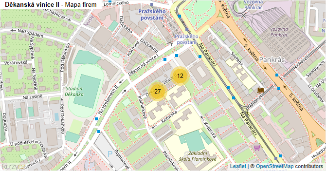 Děkanská vinice II - mapa firem