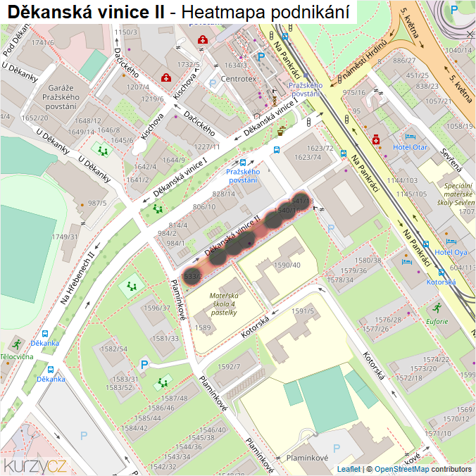 Mapa Děkanská vinice II - Firmy v ulici.