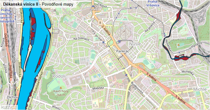 Děkanská vinice II - záplavové mapy stoleté vody