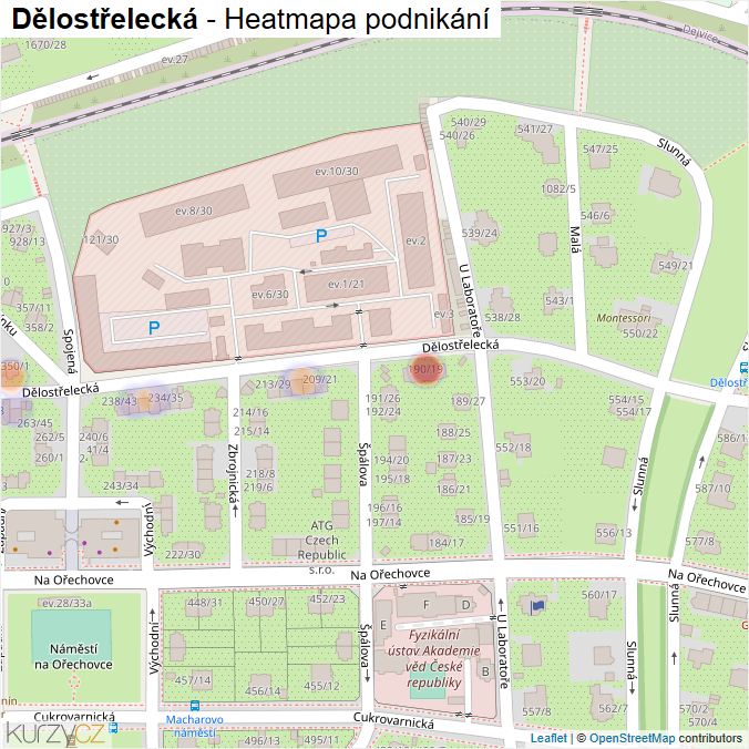 Mapa Dělostřelecká - Firmy v ulici.