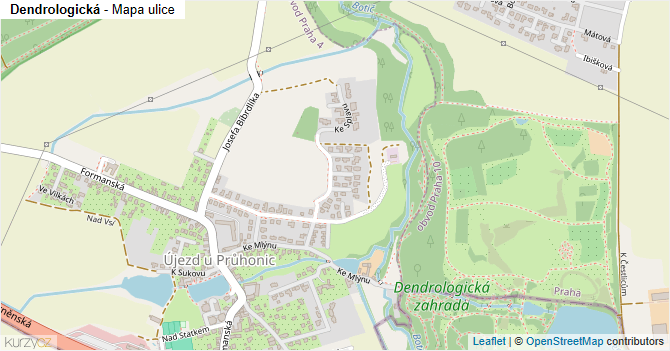 Dendrologická - mapa ulice