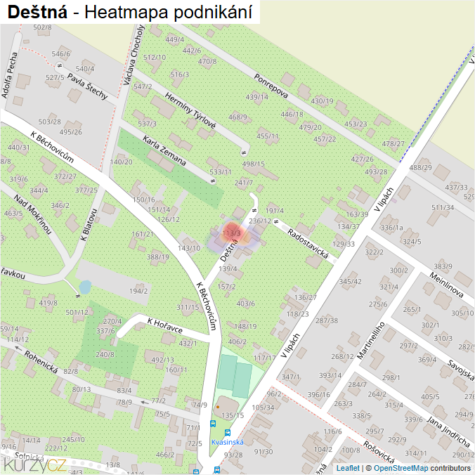 Mapa Deštná - Firmy v ulici.