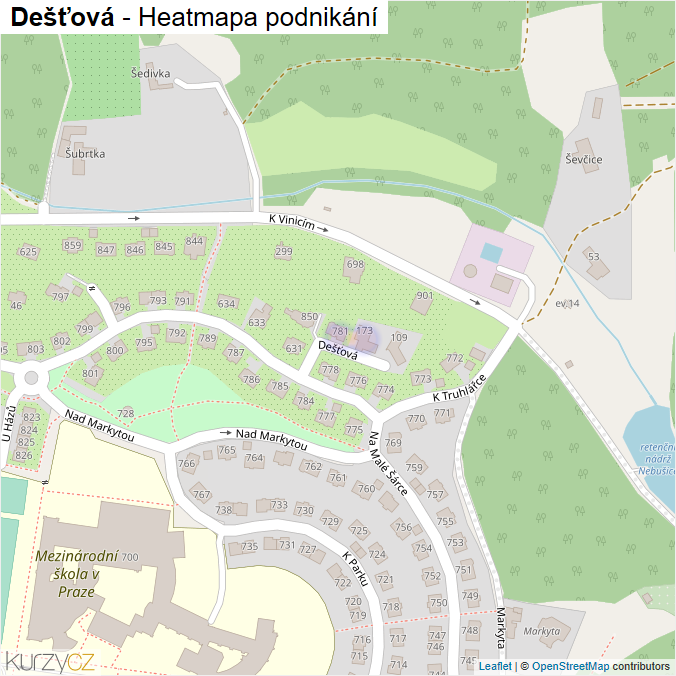Mapa Dešťová - Firmy v ulici.