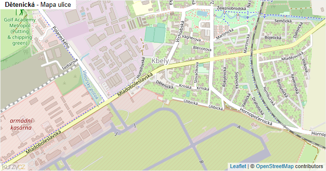 Dětenická - mapa ulice