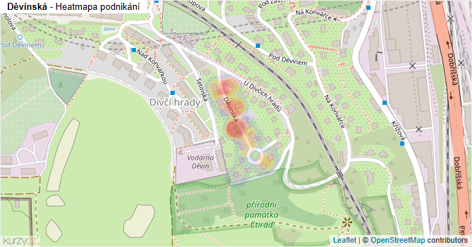 Děvínská - mapa podnikání