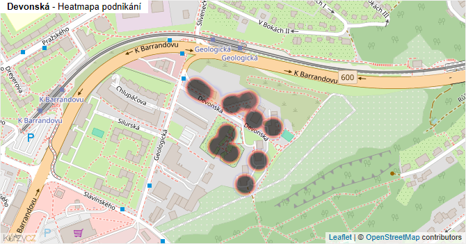 Devonská - mapa podnikání